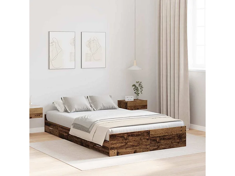 Cama con almacenamiento con cabecera Madera vieja 120 x 200 cm