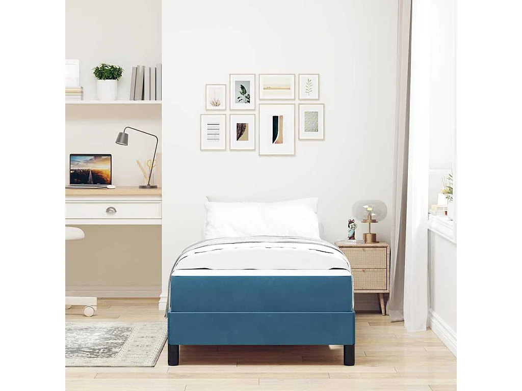 Cama box spring con colchón Azul Oscuro 90 x 200 cm Terciopelo