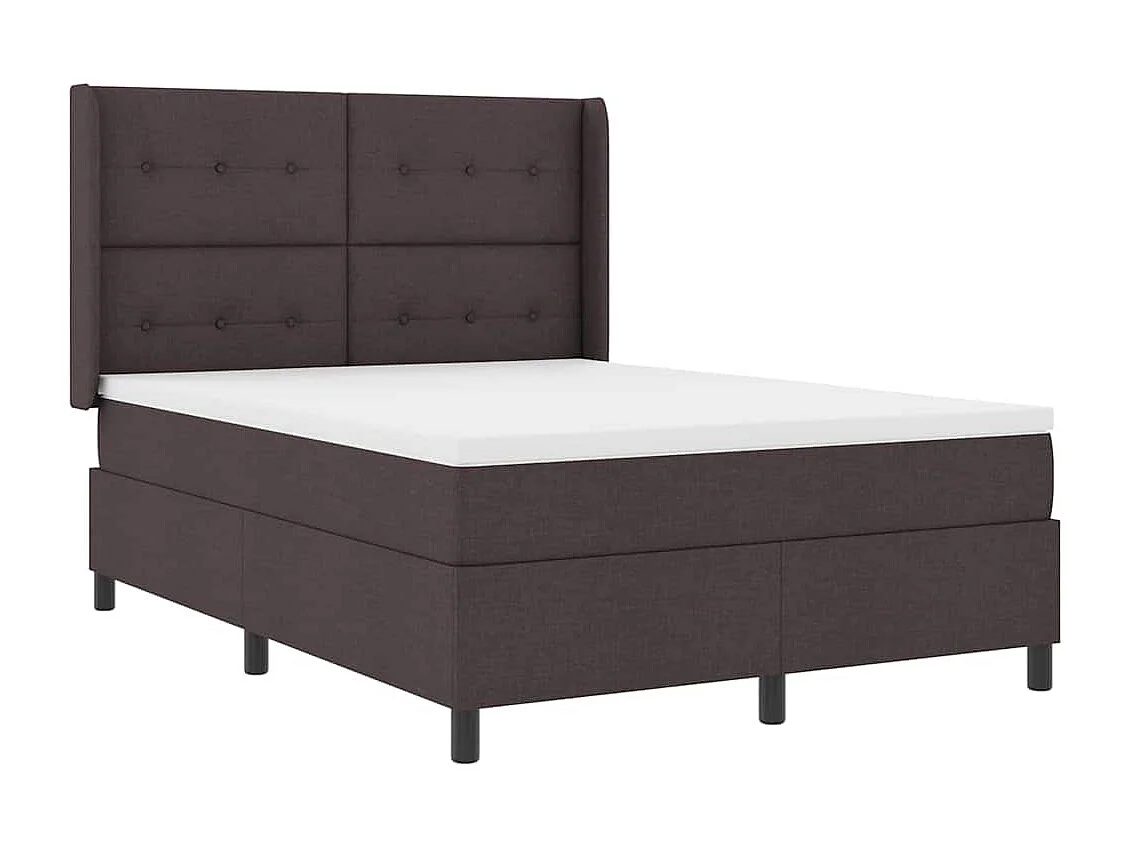 Cadre de lit avec matelas Marron foncé 140 x 200 cm tissu