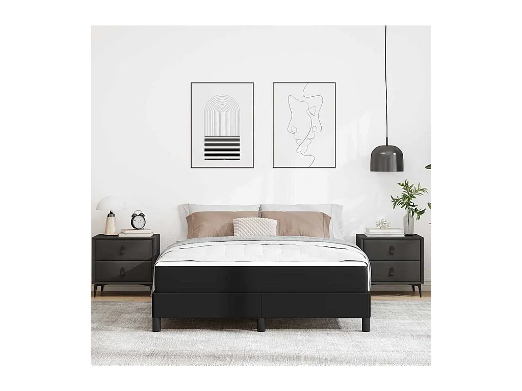Cadre de lit avec matelas Noir 140 x 190 cm Faux cuir