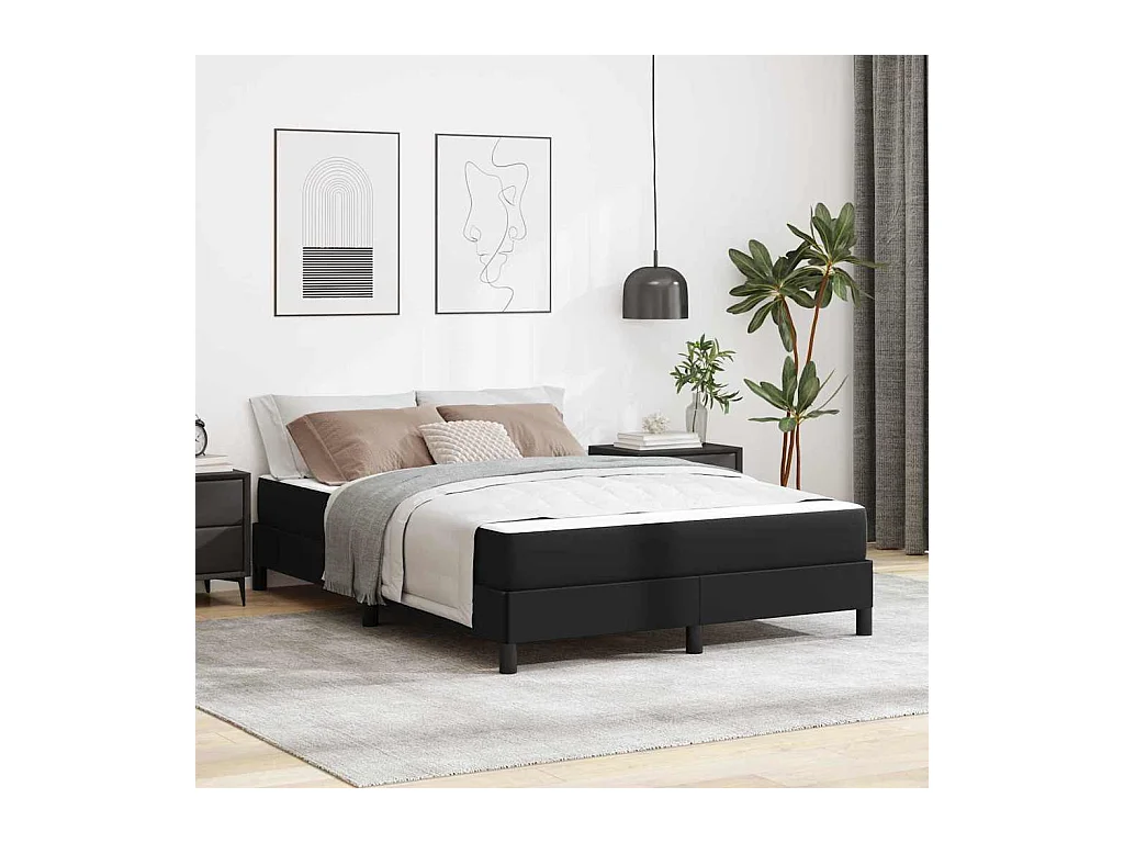 Cadre de lit avec matelas Noir 140 x 190 cm Faux cuir