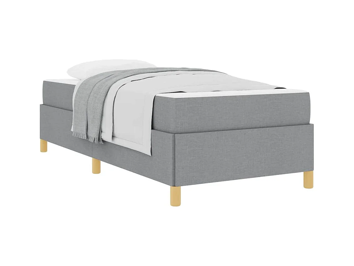 Cadre de lit Gris clair et Marron et Blanc 80 x 200 cm tissu