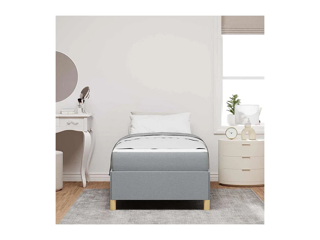 Cadre de lit Gris clair et Marron et Blanc 80 x 200 cm tissu