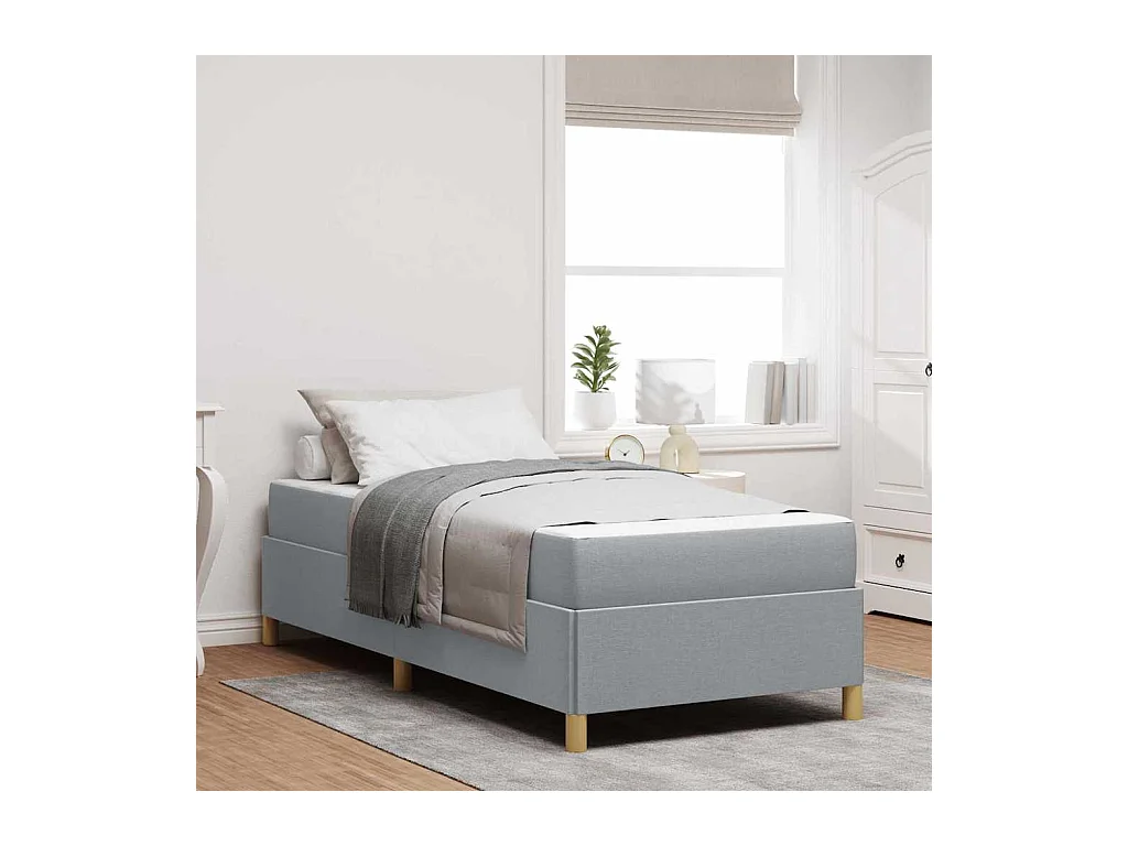Cama tipo Box Spring Gris claro, Marrón y Blanco 80 x 200 cm