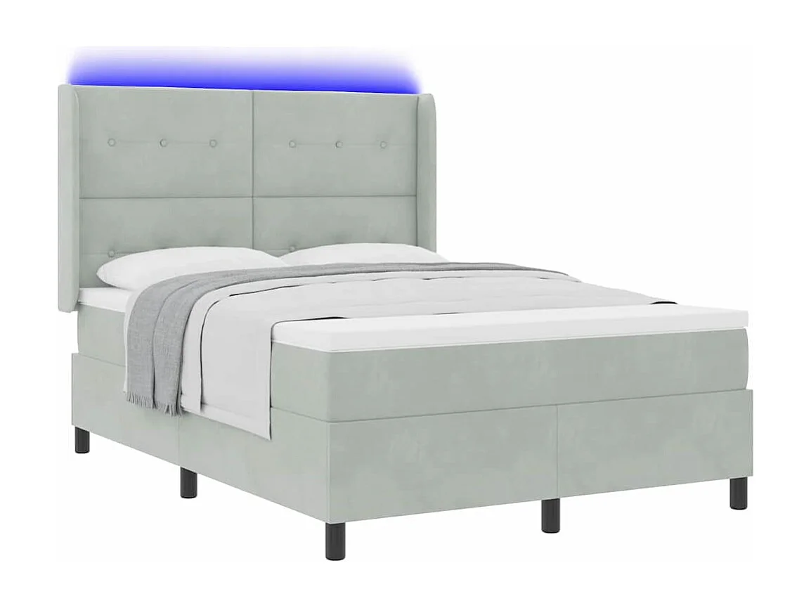 Cadre de lit avec Matelas LED Gris clair 140 x 200 cm Velours