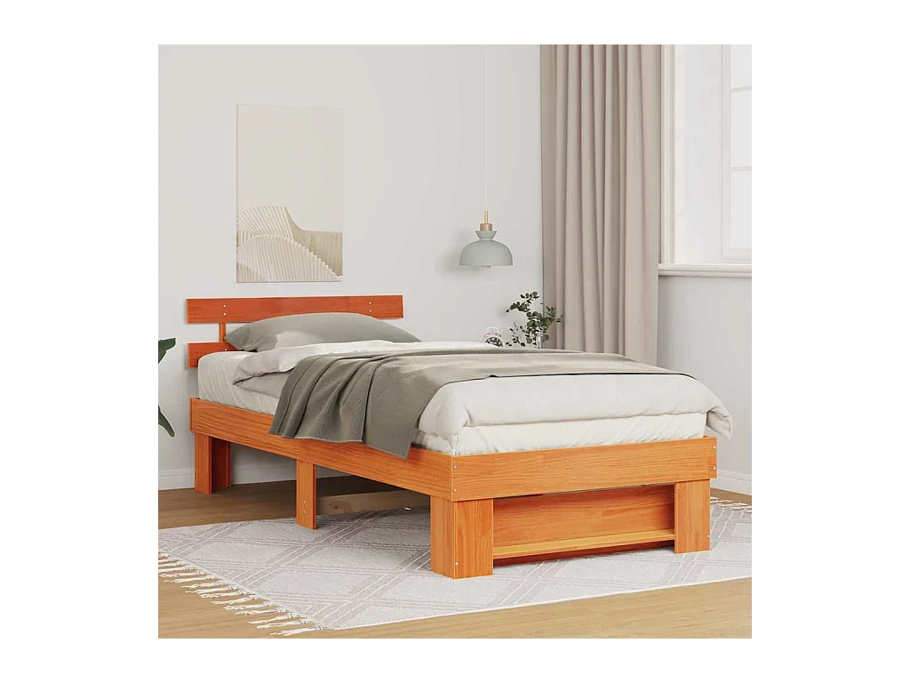 Bedframe met hoofdeinde Wasbruin 80 x 200 cm Massief grenenhout