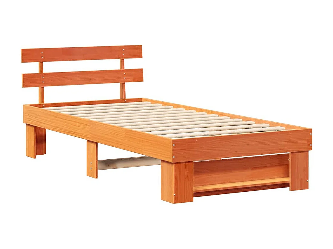 Estrutura da Cama com cabeceira Castanho-mel 80 x 200 cm