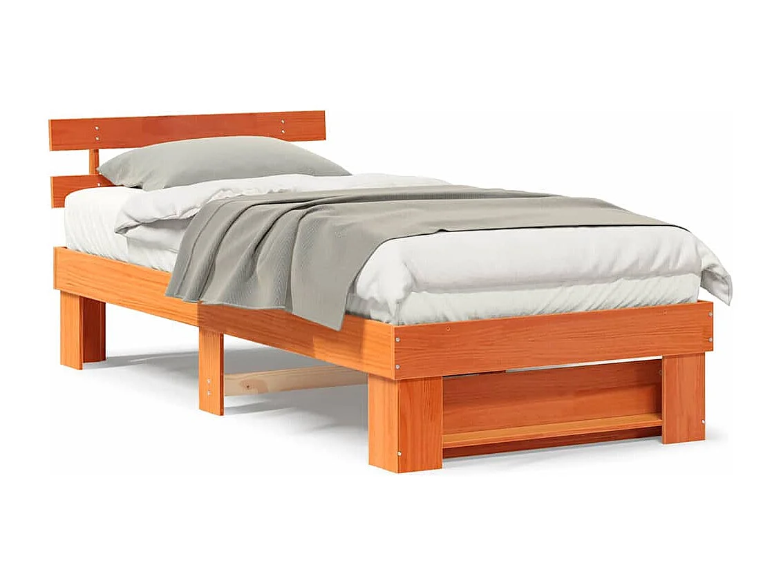 Estrutura da Cama com cabeceira Castanho-mel 80 x 200 cm