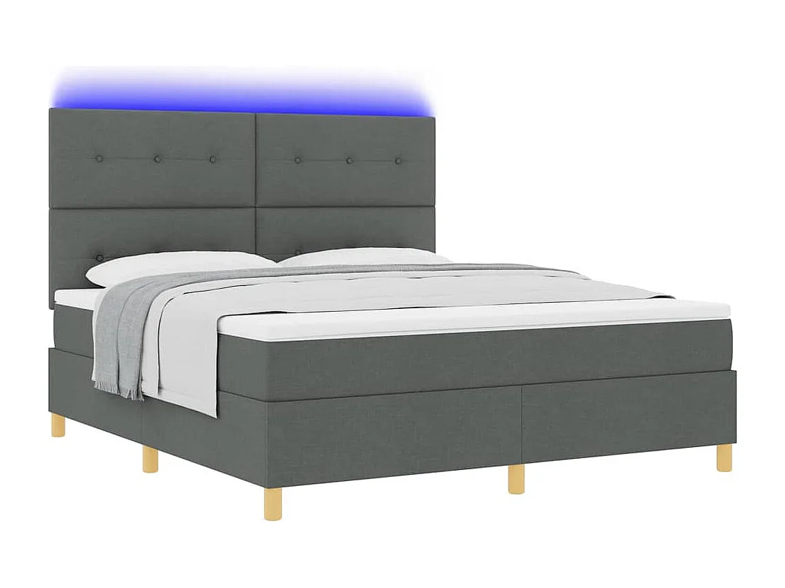 Cama tipo Box Spring con colchón Gris oscuro 180 x 200 cm tela
