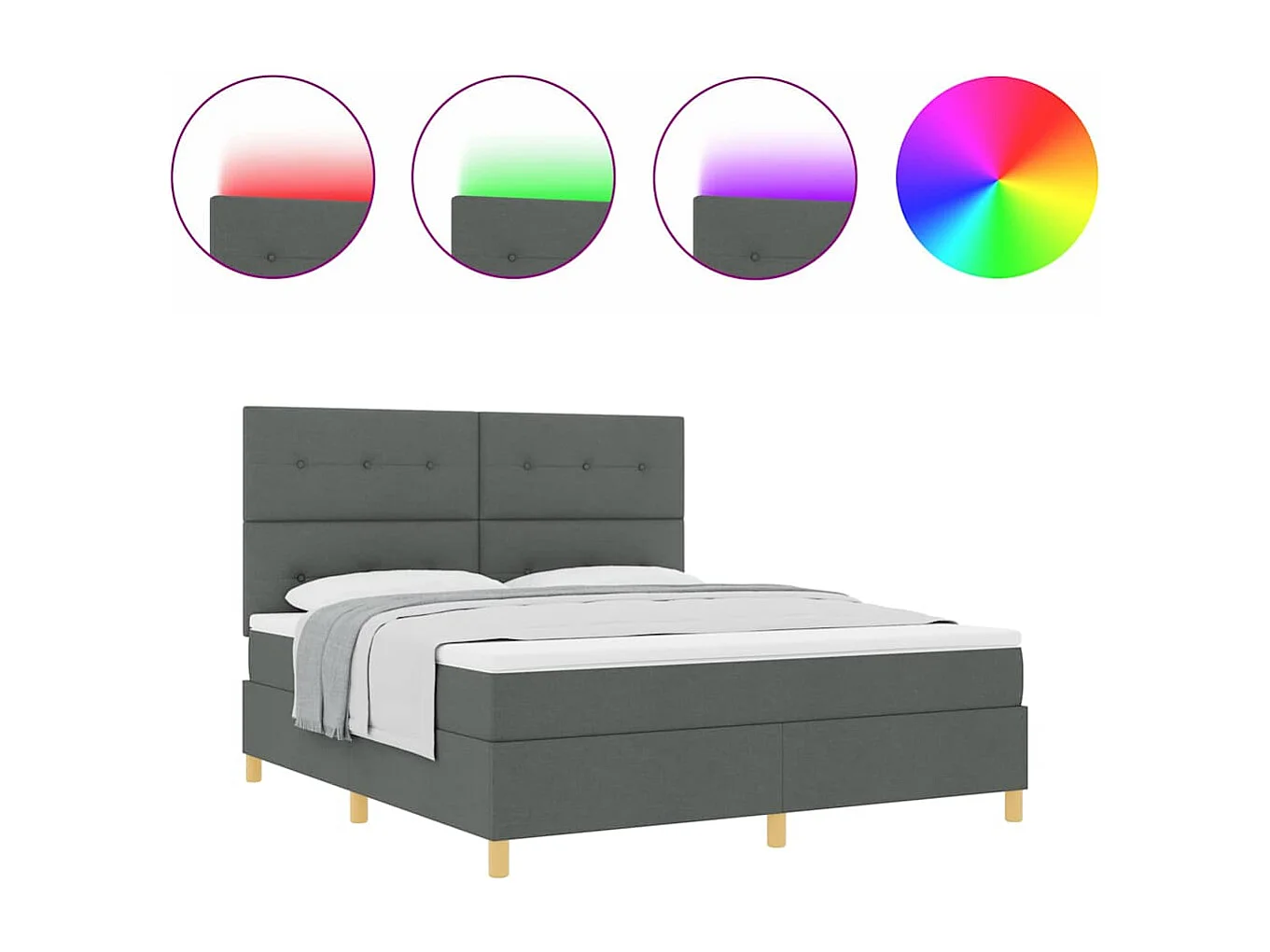 Cama tipo Box Spring con colchón Gris oscuro 180 x 200 cm tela