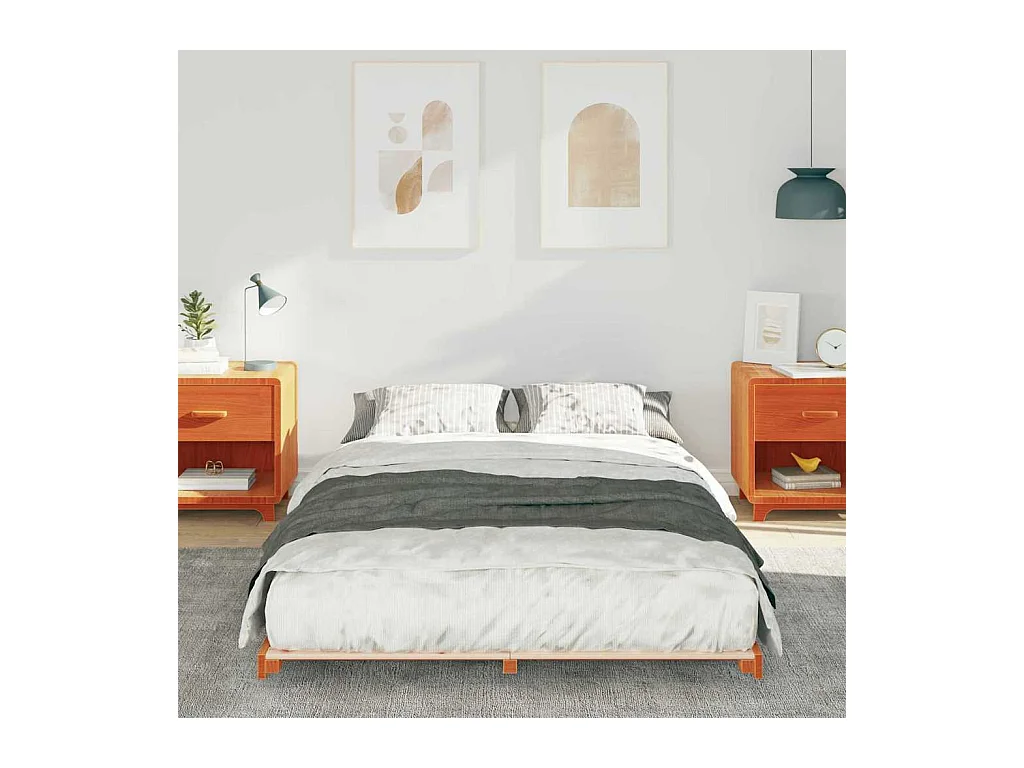 Estructura de cama Marrón cera 140 x 190 cm