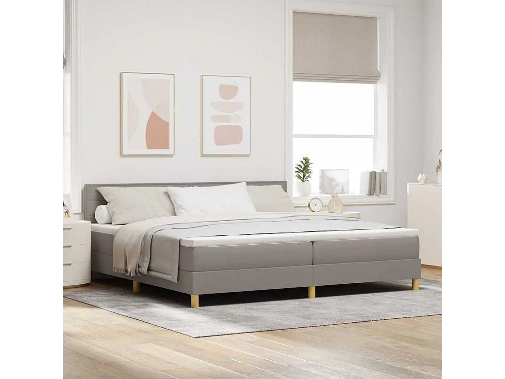 Cama box spring con colchón con colchón Taupé 200 x 200 cm tela