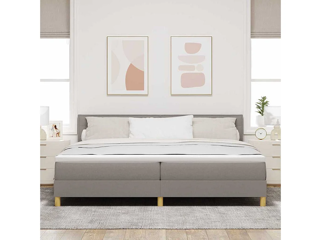 Cama box spring con colchón con colchón Taupé 200 x 200 cm tela