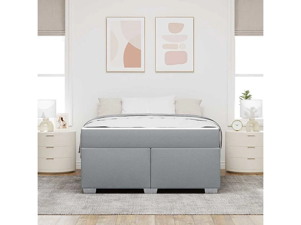 Estrutura da Cama Cinzento-claro 160 x 200 cm tecido