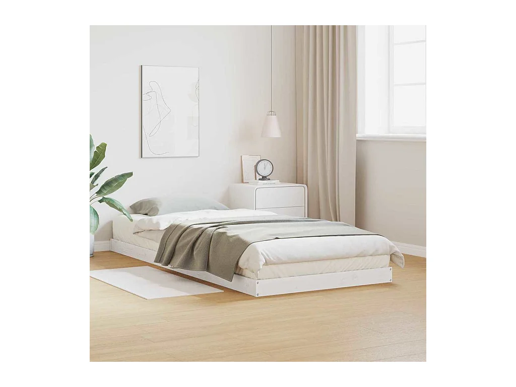 Cadre de lit surélevé Blanc 80 x 210 cm Bois de pin massif