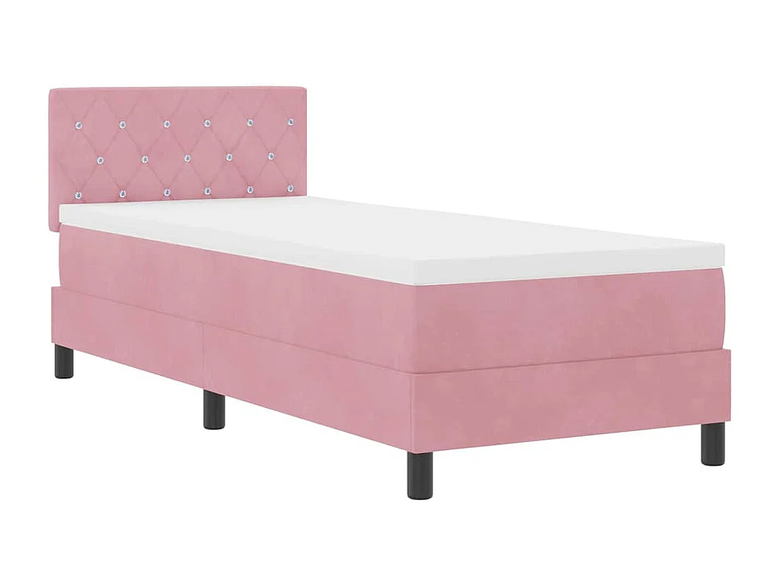 Cama tipo Box Spring con colchón Rosa 80 x 200 cm Terciopelo