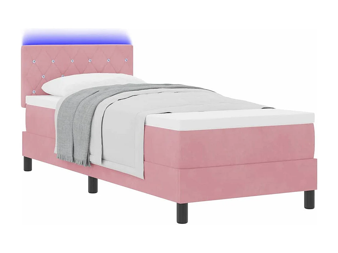 Cama tipo Box Spring con colchón Rosa 80 x 200 cm Terciopelo