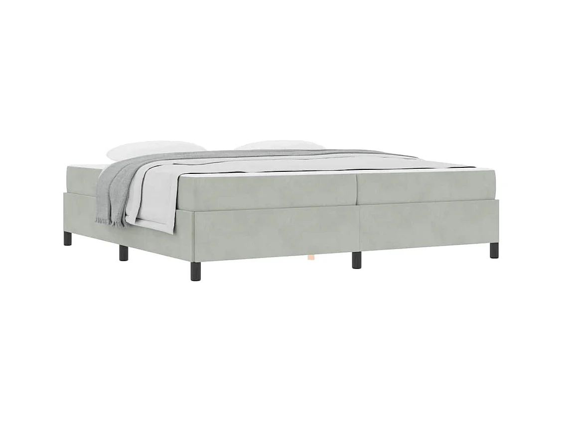 Cadre de lit Gris clair, gris et blanc 200 x 200 cm Velours