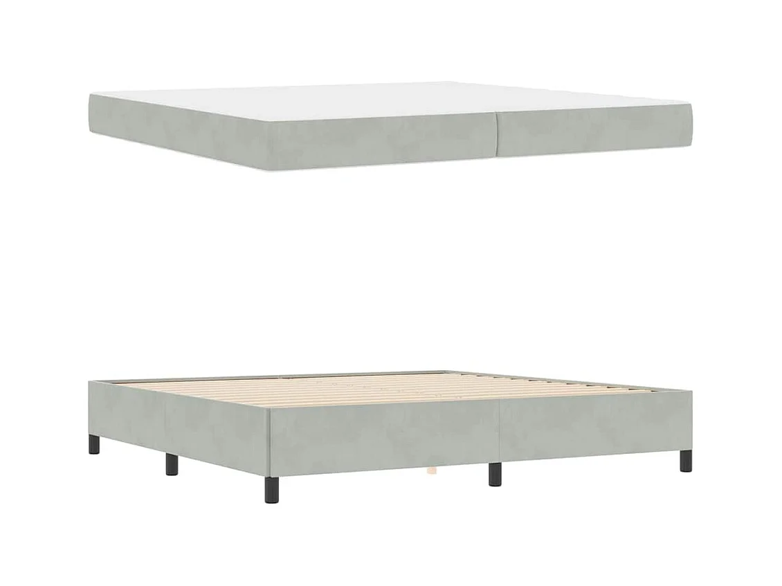 Cadre de lit Gris clair, gris et blanc 200 x 200 cm Velours