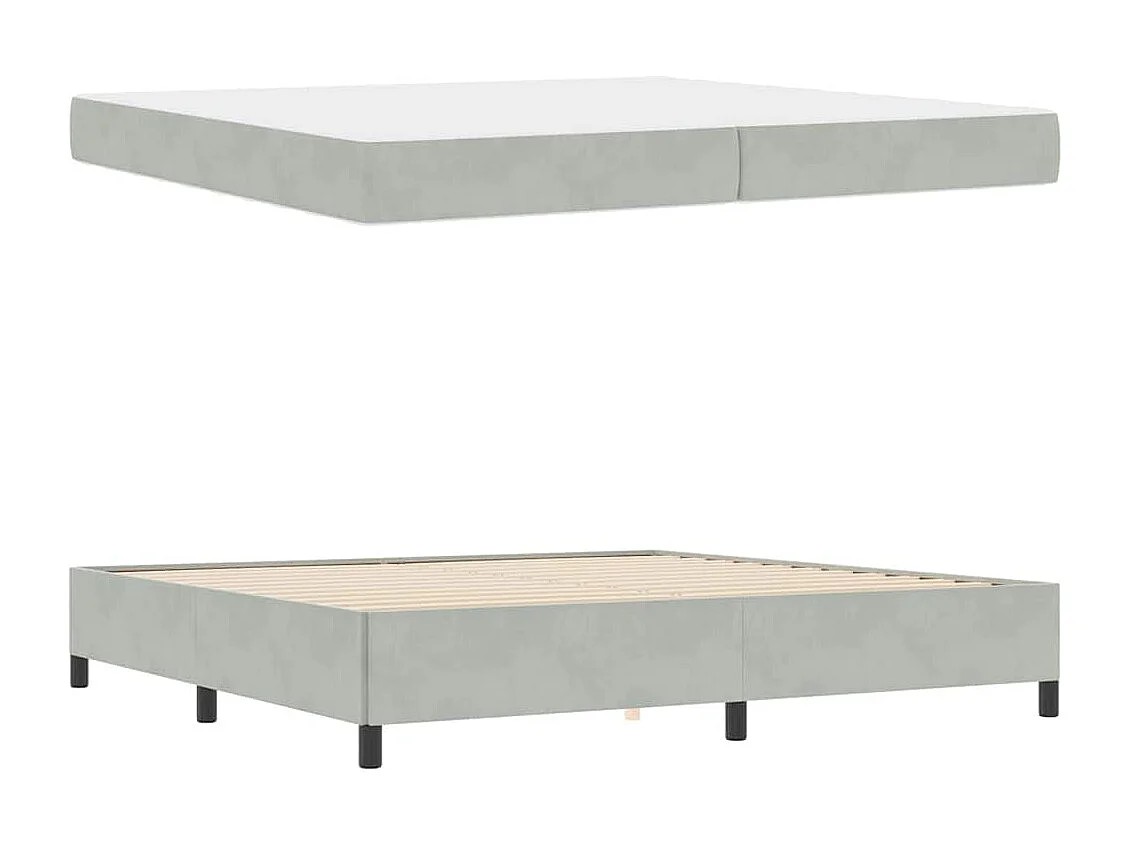 Cadre de lit Gris clair, gris et blanc 200 x 200 cm Velours