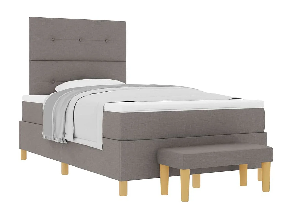 Cama tipo Box Spring con colchón Taupé 120 x 200 cm tela