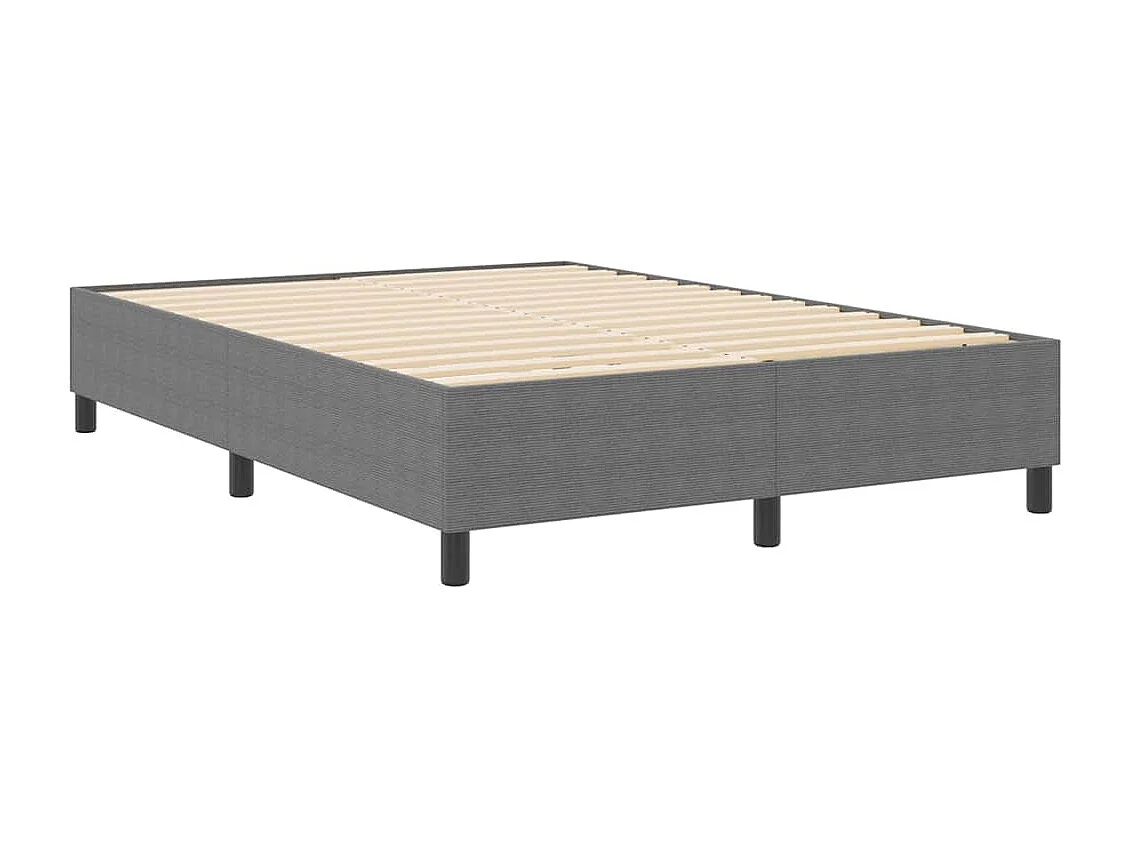Cama Box Cinzento-claro 140 x 200 cm Tecido de veludo côtelé