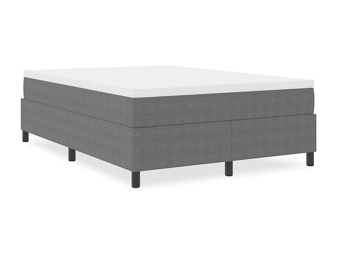 Cama Box Cinzento-claro 140 x 200 cm Tecido de veludo côtelé