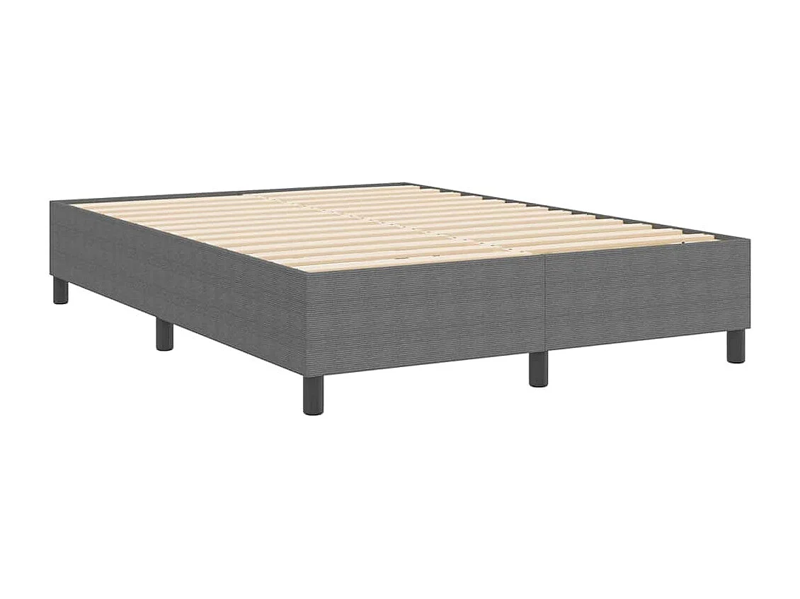 Cama Box Cinzento-claro 140 x 200 cm Tecido de veludo côtelé