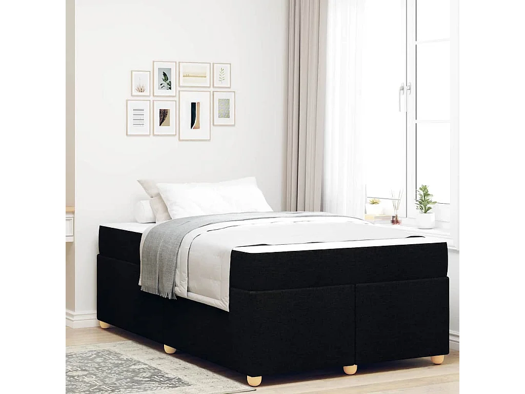 Cadre de lit avec matelas Noir 120 x 190 cm tissu