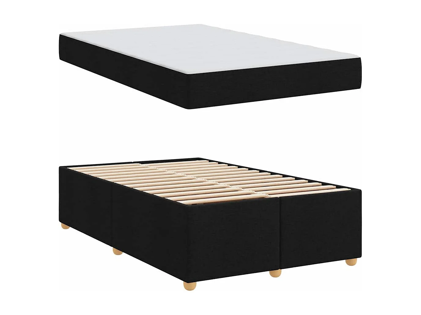 Cadre de lit avec matelas Noir 120 x 190 cm tissu