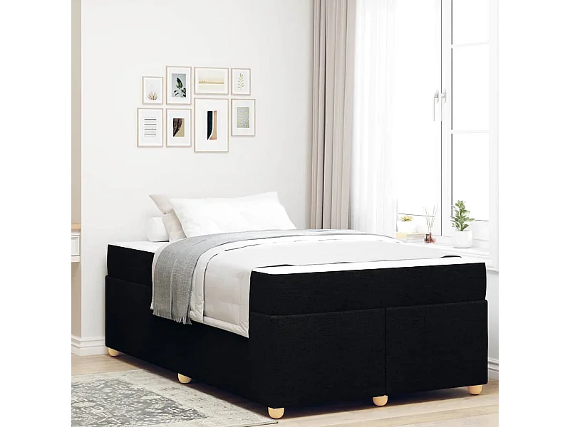 Cadre de lit avec matelas Noir 120 x 190 cm tissu