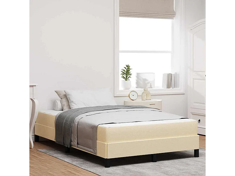 Cama tipo Box Spring con colchón Crema 120 x 190 cm tela
