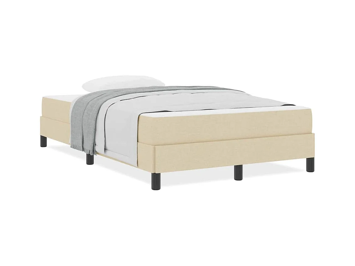 Cama tipo Box Spring con colchón Crema 120 x 190 cm tela