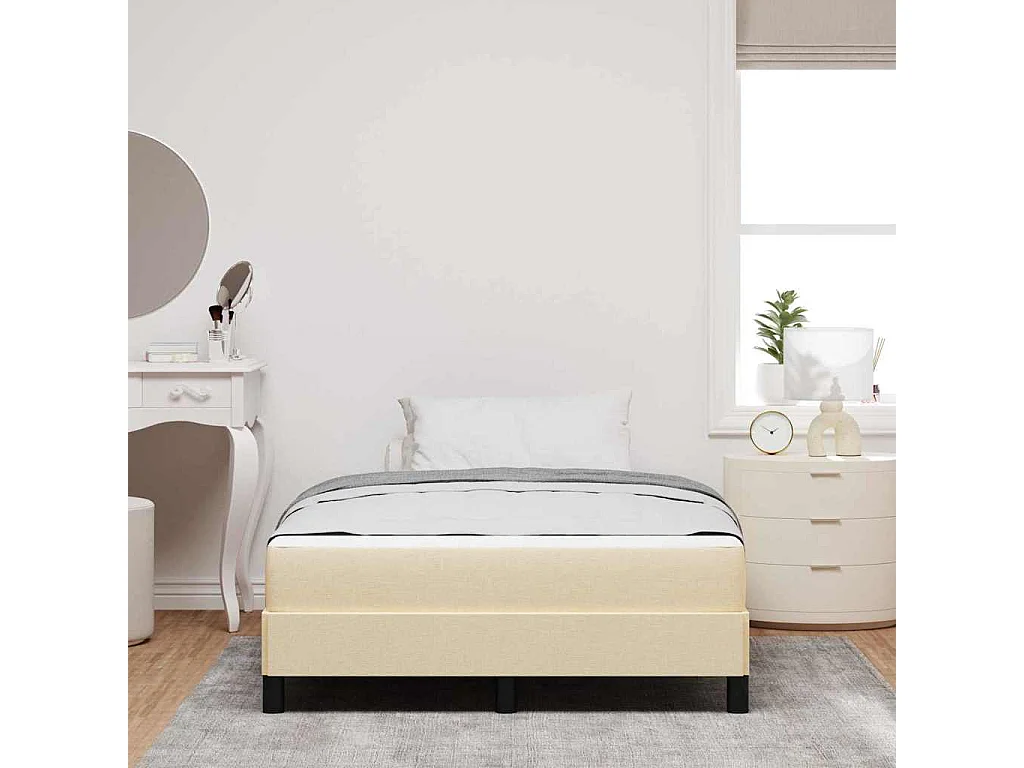 Cama Box com colchão Creme 120 x 190 cm tecido