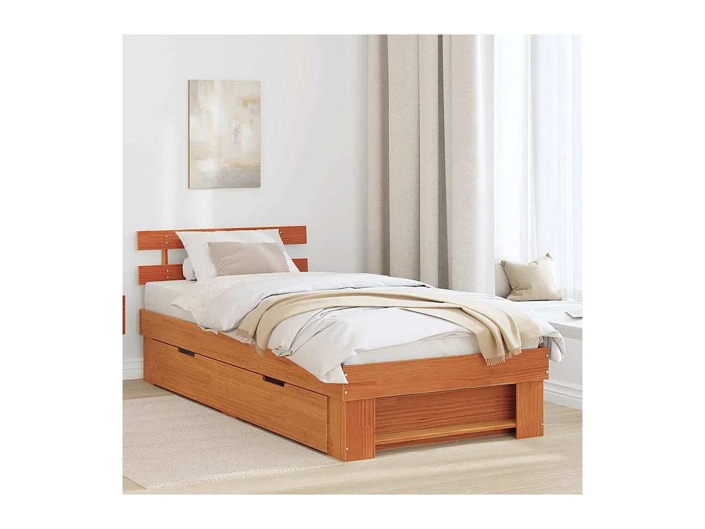 Cadre de lit Marron cire 75 x 190 cm Bois massif en pin