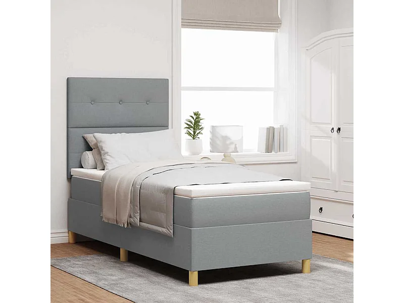 Cama Box com colchão Cinzento-claro 100 x 200 cm tecido