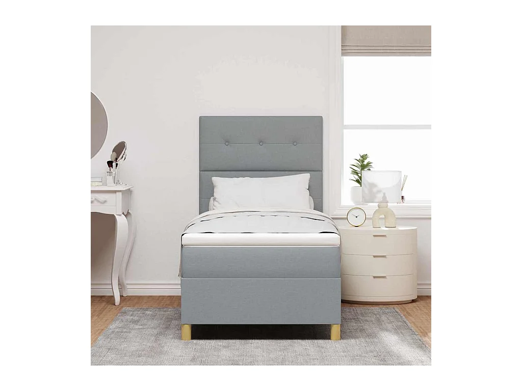 Cama Box com colchão Cinzento-claro 100 x 200 cm tecido