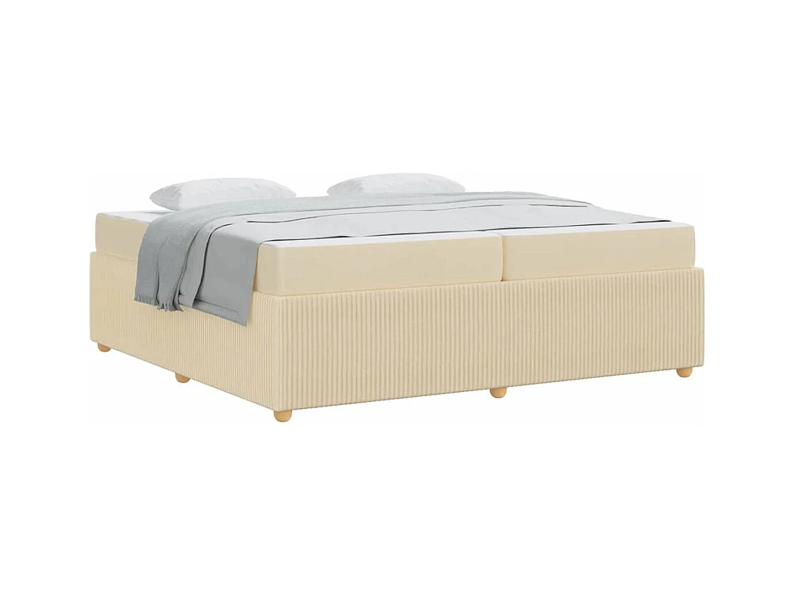 Cadre de lit avec matelas avec matelas Crème 200 x 200 cm tissu