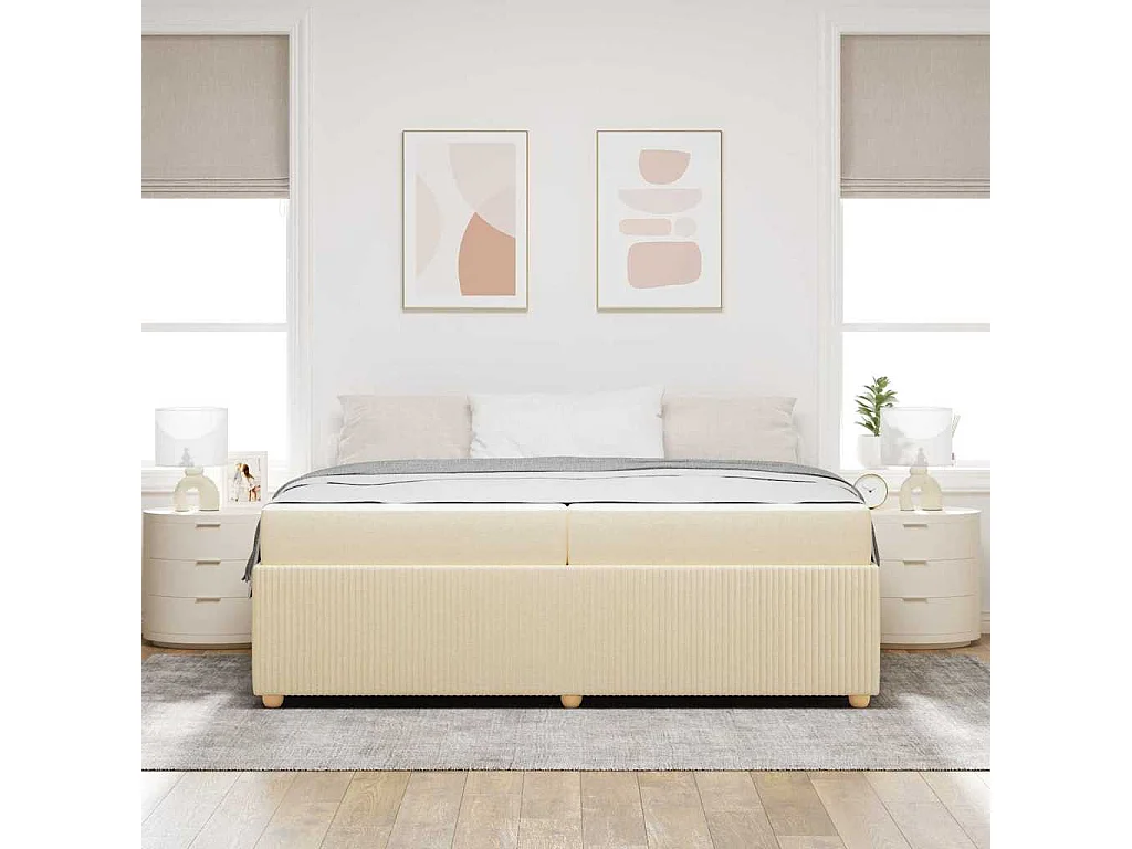 Bedframe met matras met matras Crème 200 x 200 cm Stof