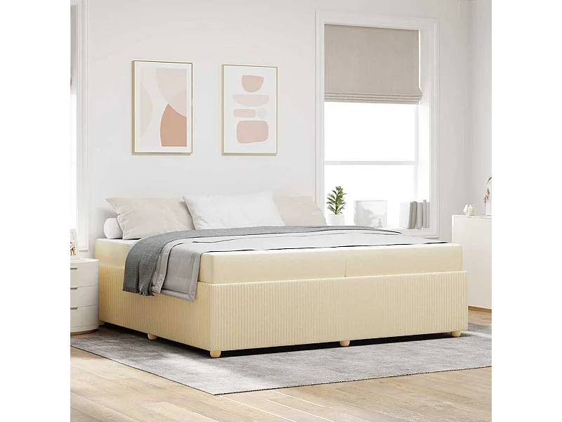 Estructura de cama con colchón Crema 200 x 200 cm tela