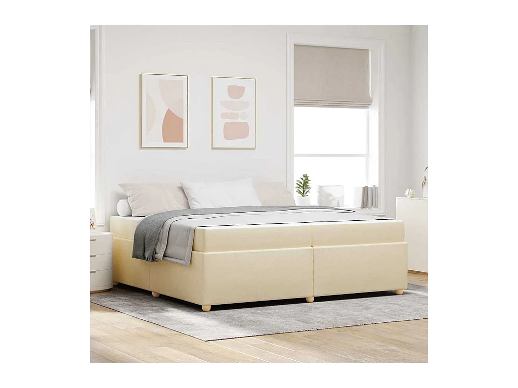 Estrutura da Cama com colchão Creme 200 x 200 cm tecido