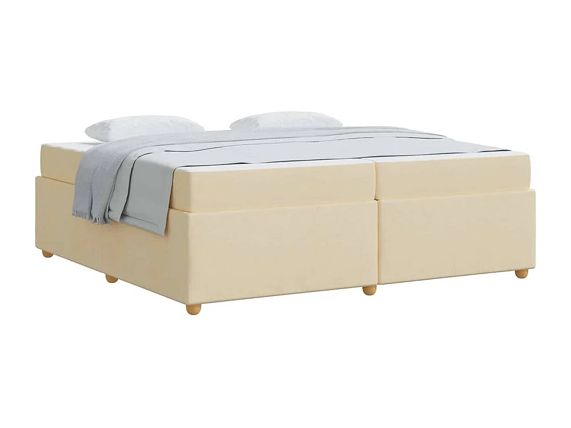 Cadre de lit avec matelas Crème 200 x 200 cm tissu