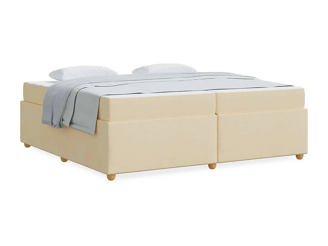 Cadre de lit avec matelas Crème 200 x 200 cm tissu