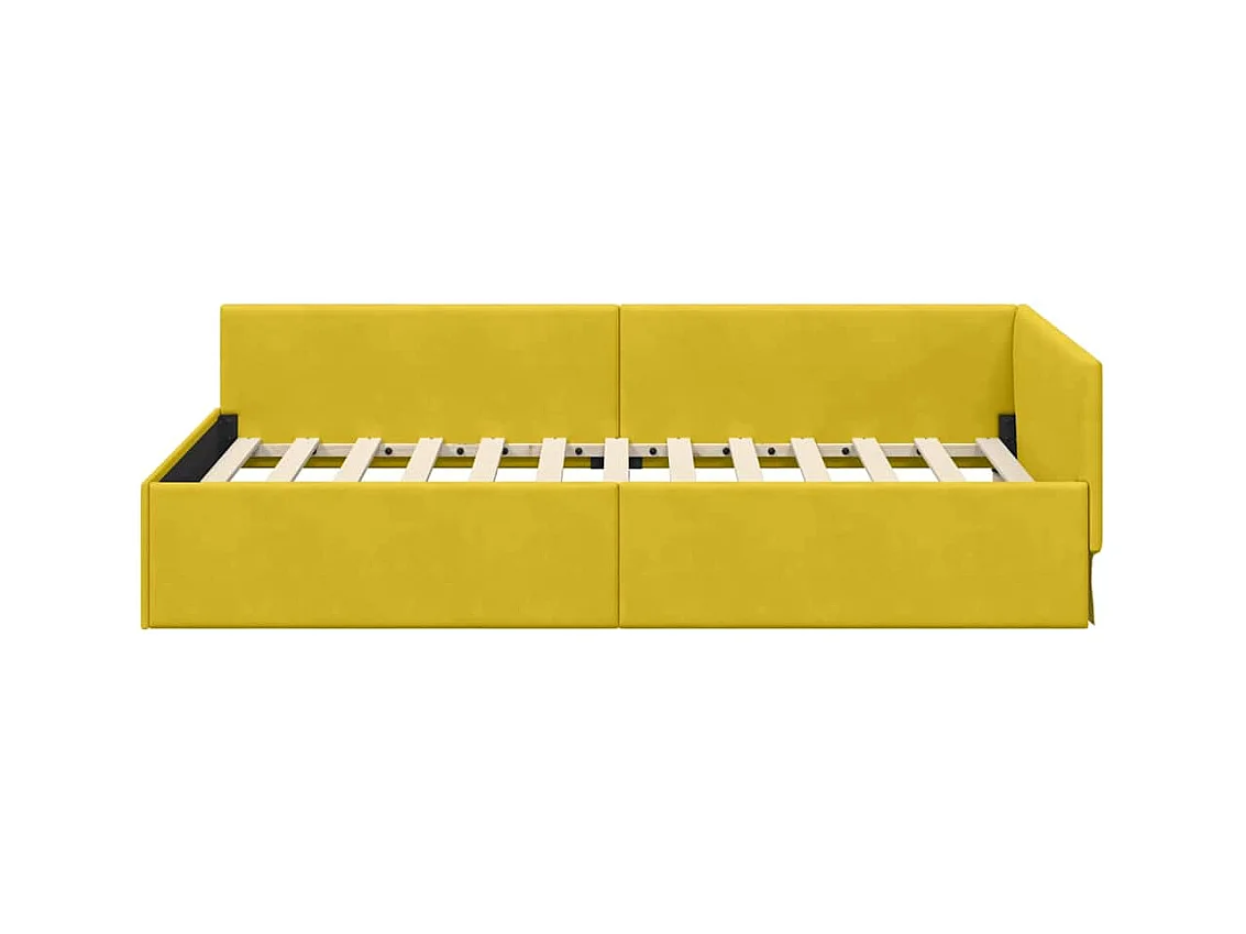 Cadre de lit d'angle Autre avec tête de lit Jaune 100 x 200 cm