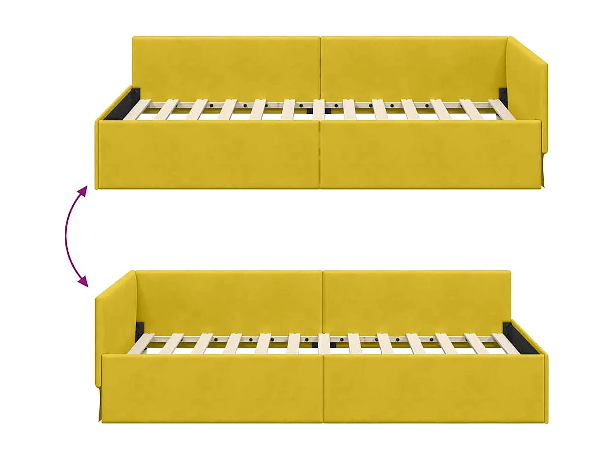 Cadre de lit d'angle Autre avec tête de lit Jaune 100 x 200 cm