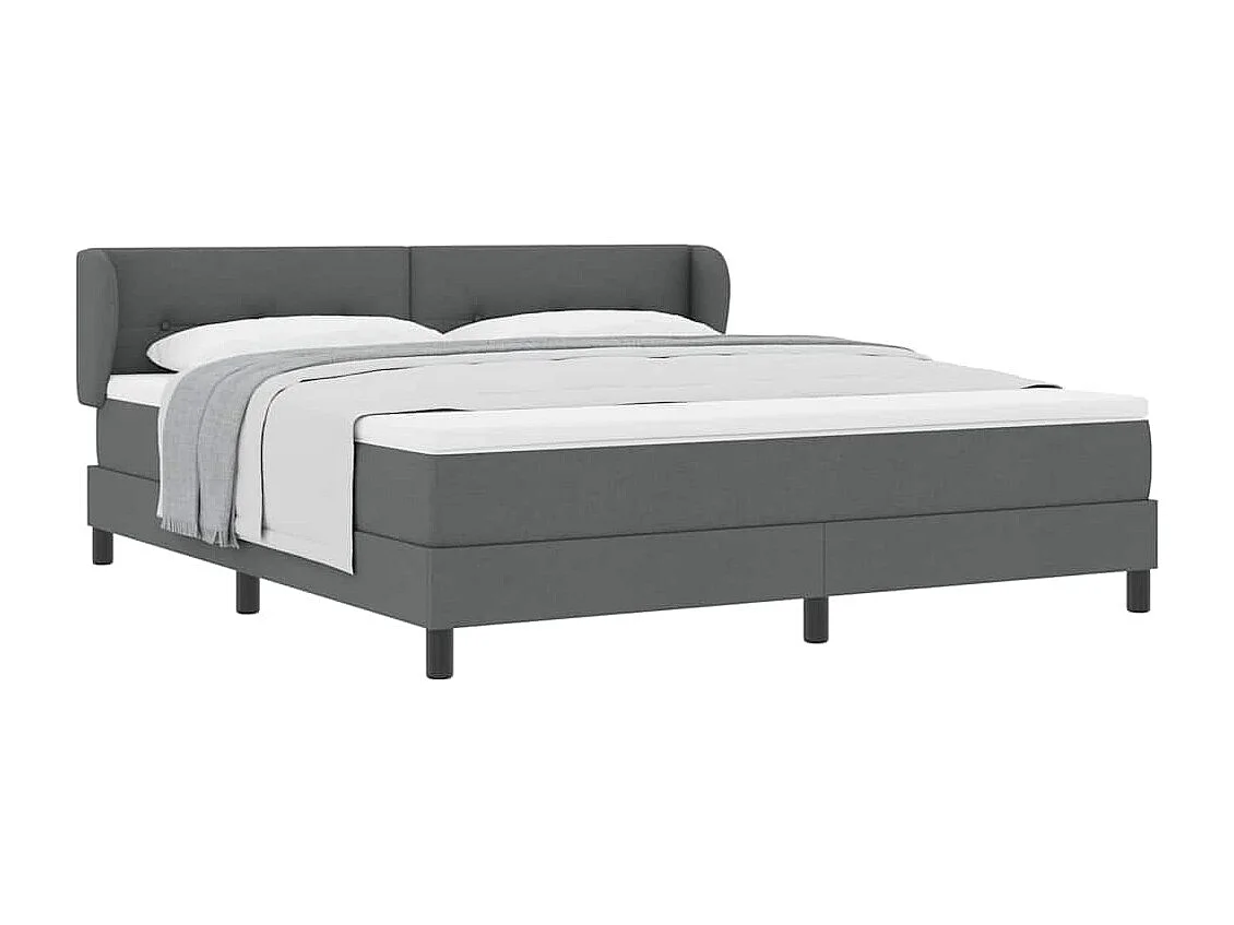 Cadre de lit avec matelas Gris foncé 180 x 200 cm tissu