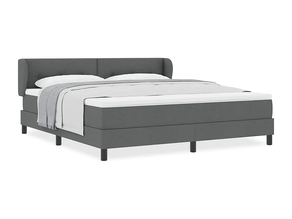 Cadre de lit avec matelas Gris foncé 180 x 200 cm tissu