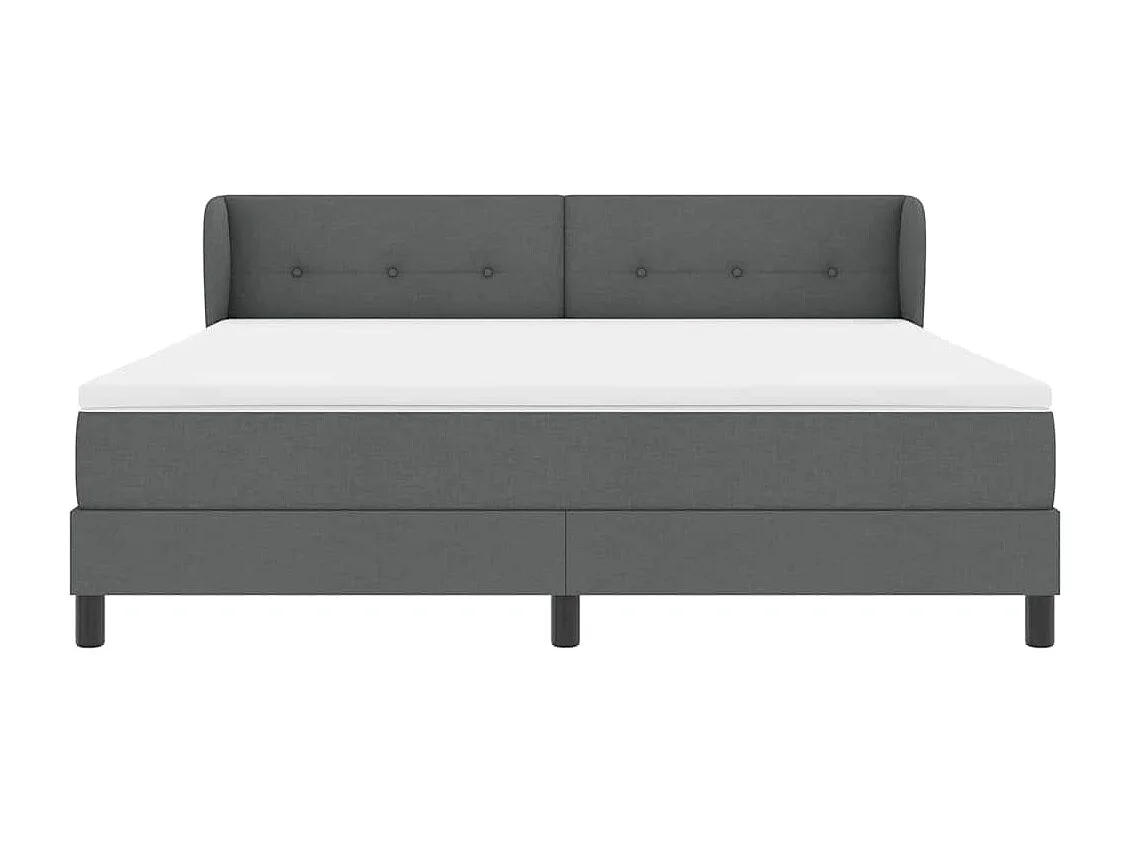 Cadre de lit avec matelas Gris foncé 180 x 200 cm tissu
