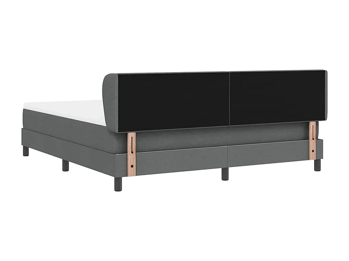 Cadre de lit avec matelas Gris foncé 180 x 200 cm tissu