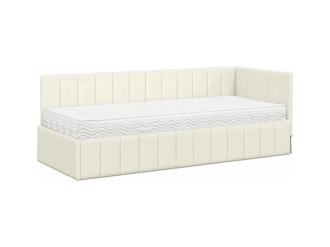 Estructura de cama en esquina Crema 80 x 200 cm Terciopelo